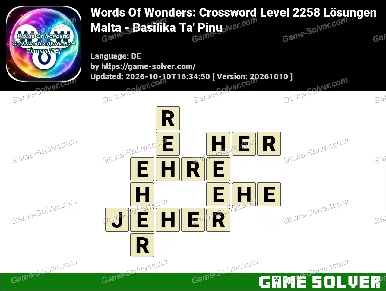 Words Of Wonders: Crossword Level 2258 Lösungen – Malta – Basilika Ta’ Pinu